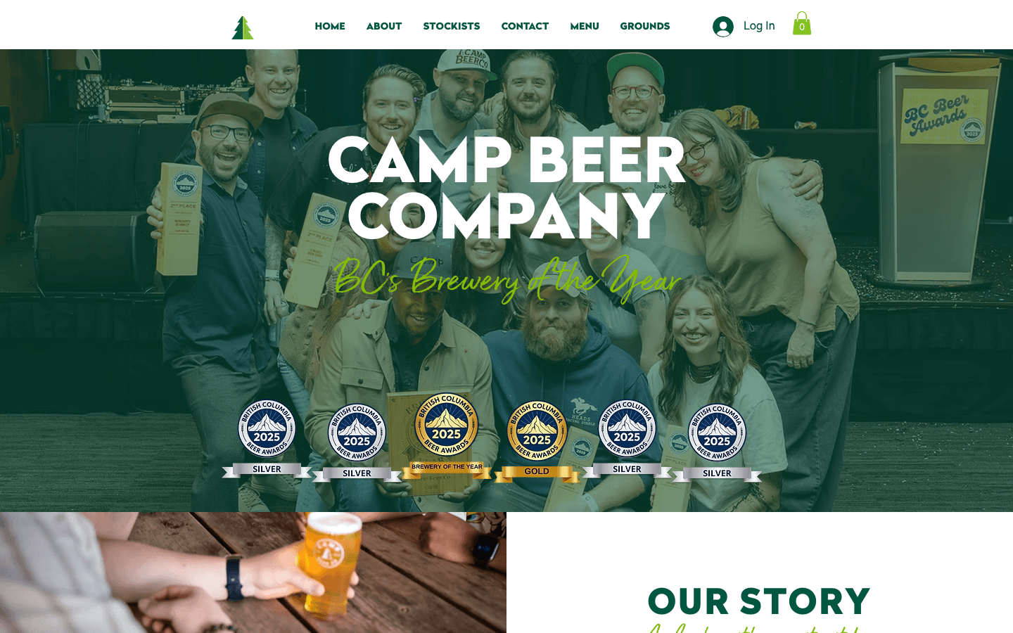 Screenshot of the original Camp Beer Co. Wix homepage